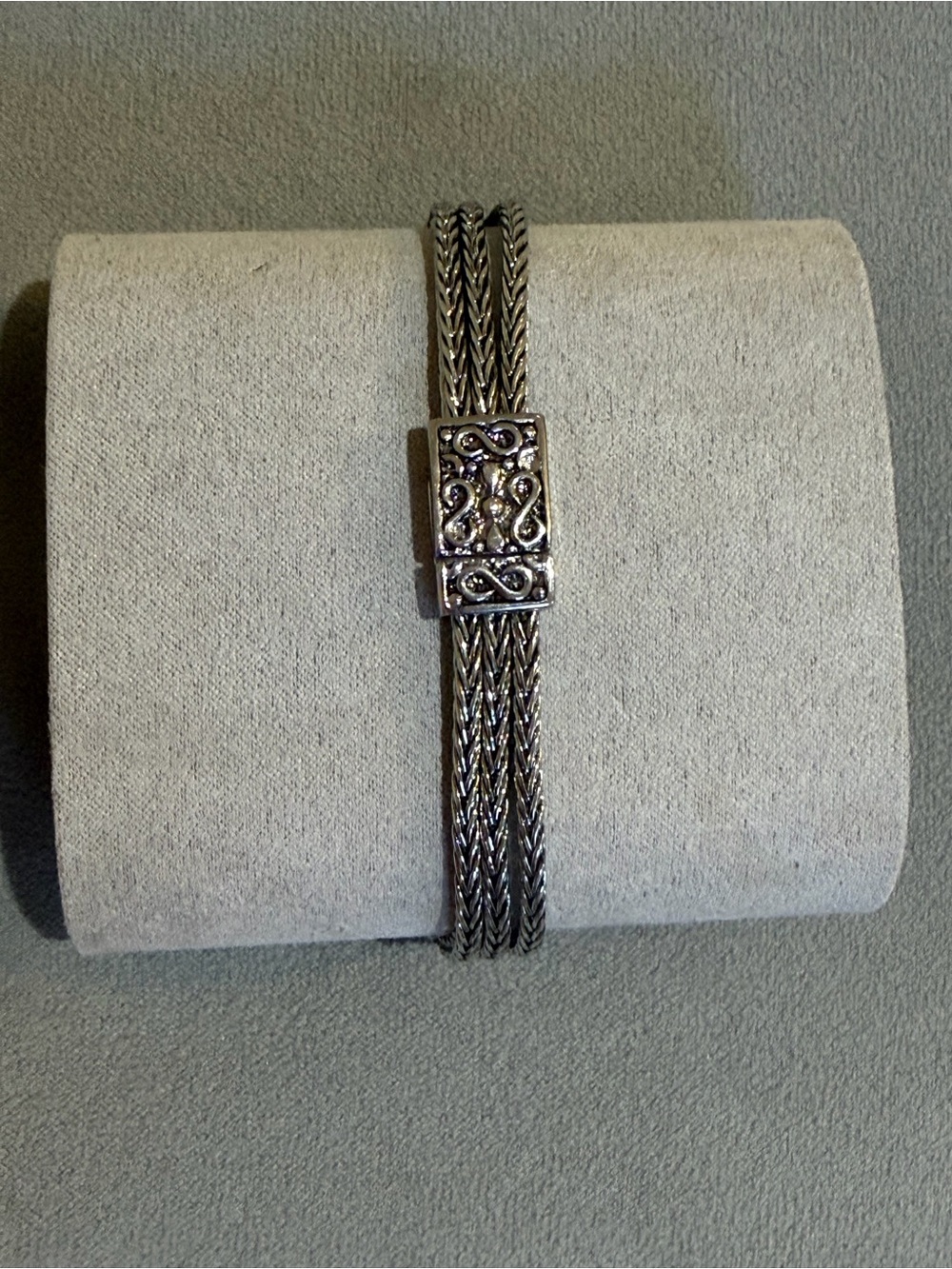 Sterling Silver Multi-Strand Braided Bracelet with Decorative Clasp